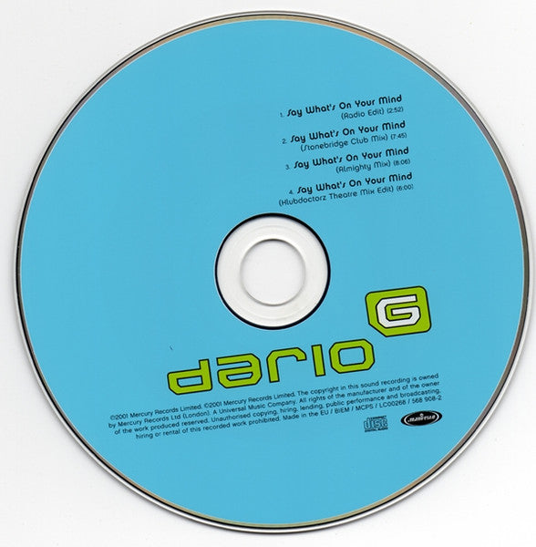 Dario G : Say What's On Your Mind (CD, Single)