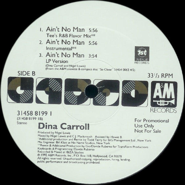Dina Carroll : Ain't No Man (12", Promo)