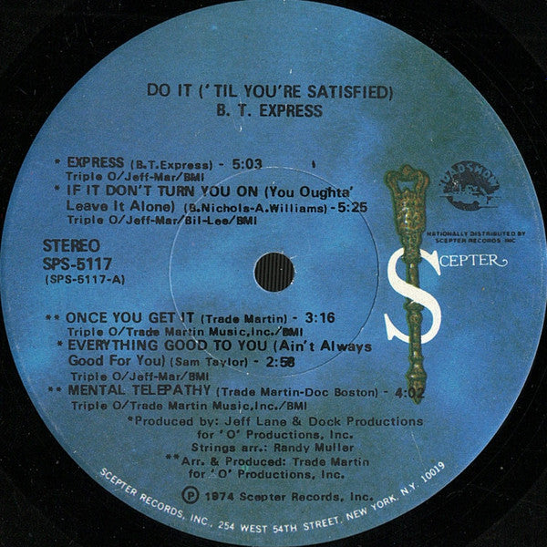 B.T. Express : Do It ('Til You're Satisfied) (LP, Album, NAM)