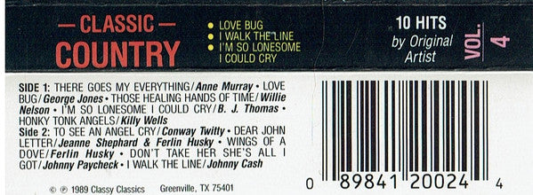 Various : Country Hits Vol. 4 (Cass, Comp)