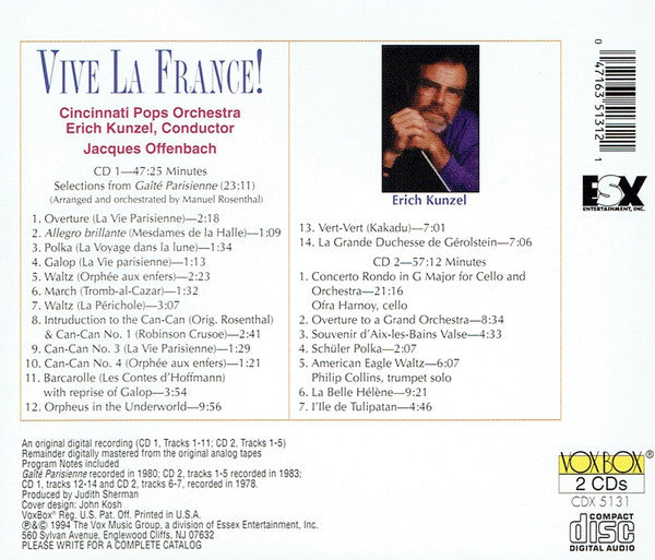 Cincinnati Pops Orchestra, Erich Kunzel, Jacques Offenbach : Vive La France! (2xCD)