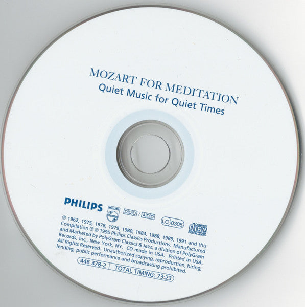 Mozart* : Mozart For Meditation - Quiet Music For Quiet Times (CD, Comp)