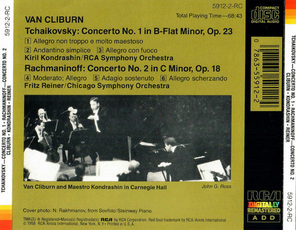 Tchaikovsky* / Rachmaninoff* - Van Cliburn, Kondrashin* / RCA Symphony*, Reiner* / Chicago Symphony* : Tchaikovsky: Concerto No. 1 / Rachmaninoff: Concerto No. 2 (CD, Comp, RE, RM)