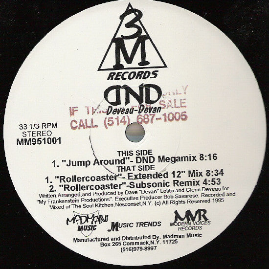 Deveau-Devan : Jump Around / Rollercoaster (12", Promo)