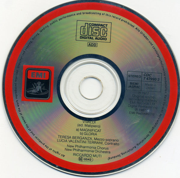 Vivaldi* - Riccardo Muti, Teresa Berganza, Lucia Valentini Terrani, New Philharmonia Chorus, New Philharmonia Orchestra : Gloria - Magnificat (CD, RE, RM)