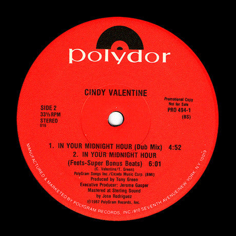 Cindy Valentine : In Your Midnight Hour (12", Promo, 016)