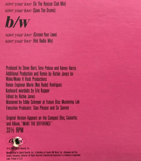 Tracie Spencer : Save Your Love (12", Single)