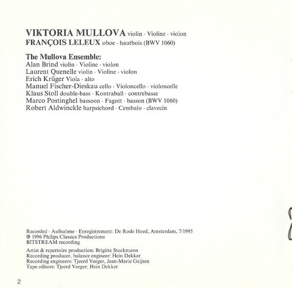 Bach*, Viktoria Mullova, François Leleux* : Violin Concertos (CD)