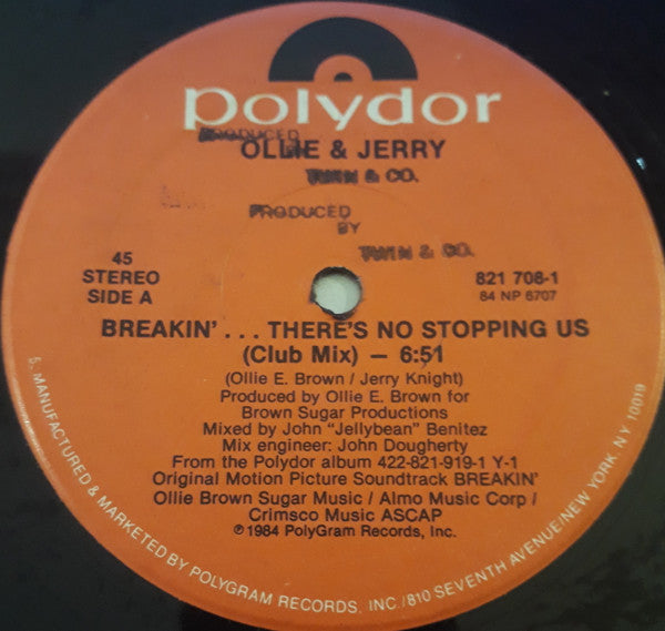Ollie & Jerry* : Breakin'... There's No Stopping Us (12", 5)