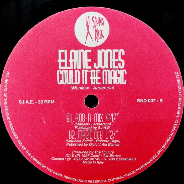 Elaine Jones : Could It Be Magic (12")