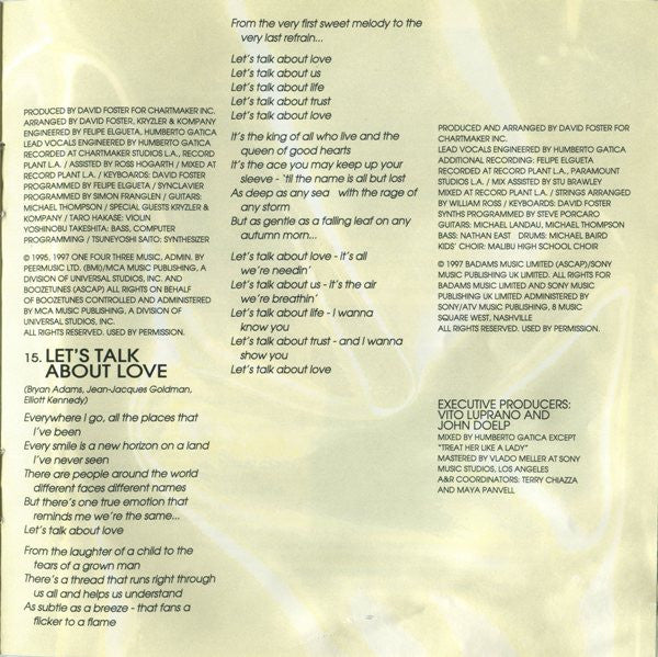 Celine Dion* : Let's Talk About Love (CD, Album, Enh)