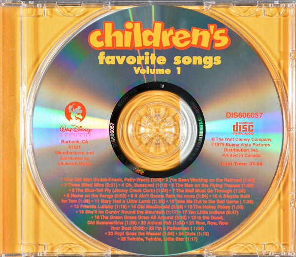 Larry Groce And The Disneyland Children's Sing-Along Chorus : Children's Favourite Songs Volume One (CD, Album, RE)