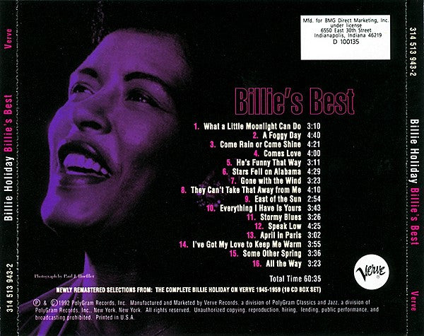 Billie Holiday : Billie's Best (CD, Comp, Club, RM)