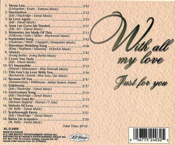 101 Strings : With All My Love - Just For You (CD, Comp)