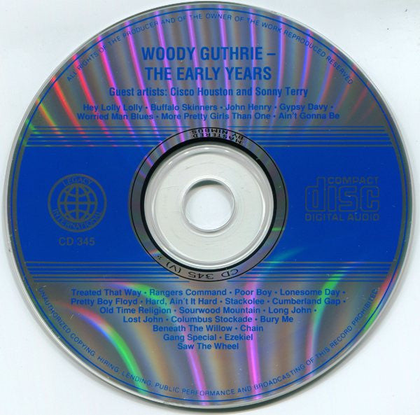 Woody Guthrie With Guest Artists Cisco Houston and Sonny Terry : The Early Years (CD, Comp)