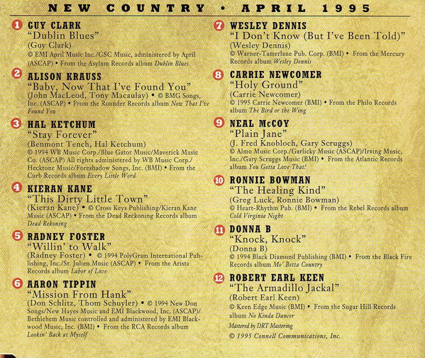 Various : New Country • April 1995 (CD, Comp)