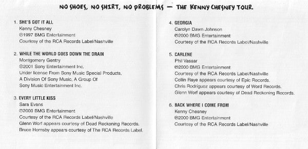 Various : The GM Card Presents: Kenny Chesney - No Shoes, No Shirt, No Problems - Tour (CD, Comp)