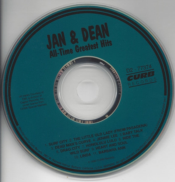 Jan & Dean : All-Time Greatest Hits (CD, Comp)