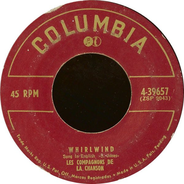 Les Compagnons De La Chanson : Whirlwind / The Three Bells (Les Trois Cloches) (7")