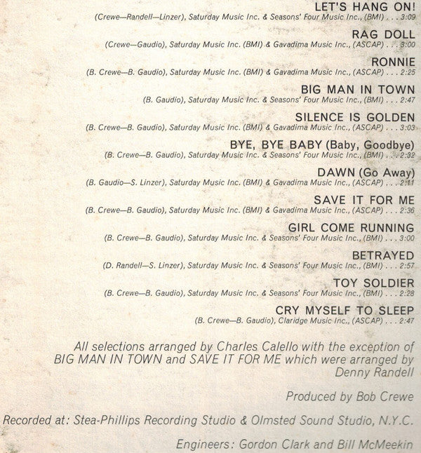 The 4 Seasons* : The 4 Seasons' Gold Vault Of Hits (LP, Comp, Mono)