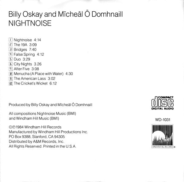 Billy Oskay And Mīcheāl Ō Domhnaill* : Nightnoise (CD, Album, RE)