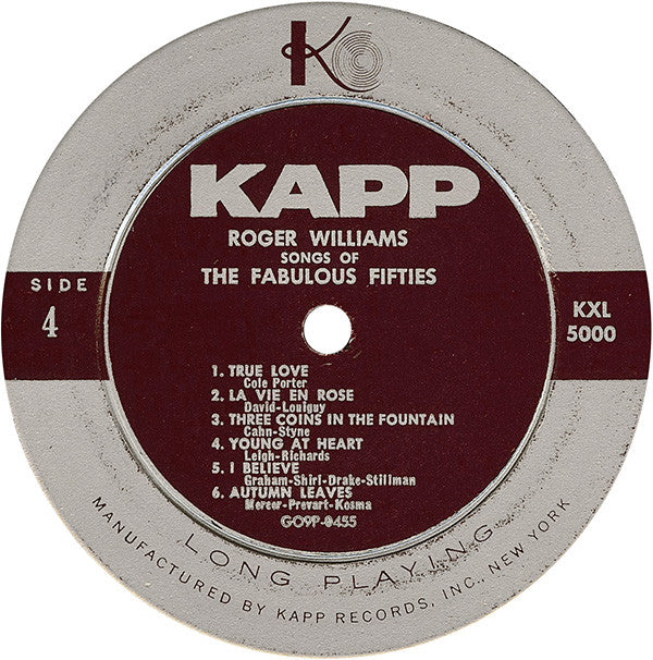Roger Williams (2) : Songs Of The Fabulous Fifties (2xLP, Album, Mono)