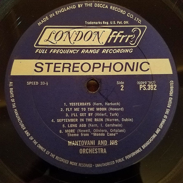 Mantovani And His Orchestra : The Incomparable Mantovani (LP, Album)