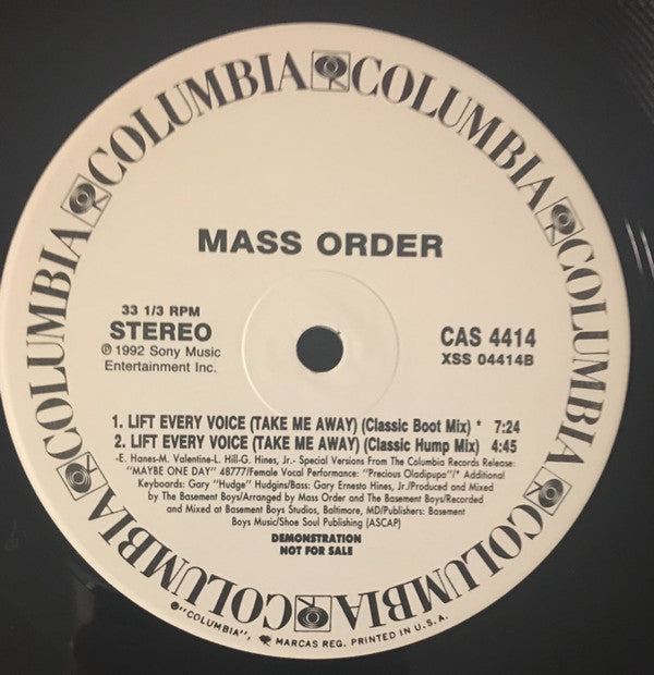Mass Order : Lift Every Voice (Take Me Away) (12", Promo)
