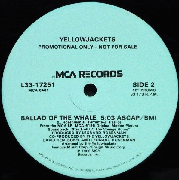 Yellowjackets : Ballad Of The Whale / Market Street (12", Single, Promo)
