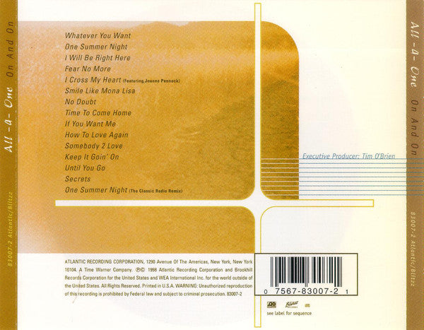 All-4-One : On And On (CD, Album)
