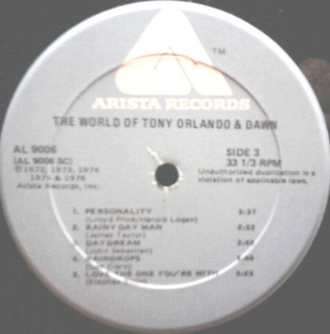 Tony Orlando & Dawn : The World Of Tony Orlando & Dawn (2xLP, Comp)