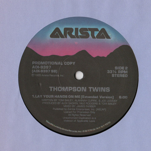 Thompson Twins : Lay Your Hands On Me (12", Promo)