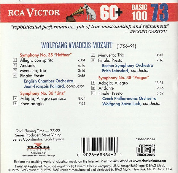 Mozart* – Paillard* / English Chamber Orchestra • Leinsdorf* / Boston Symphony* : Symphonies • No. 35 Haffner • No. 36 Linz (CD, Comp, RE, RM)
