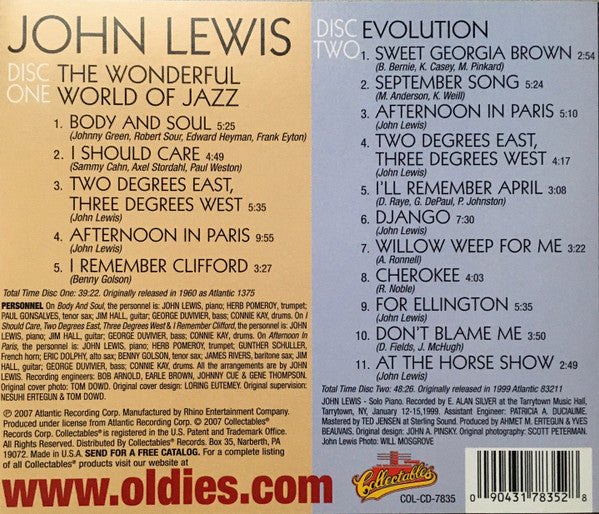 John Lewis (2) : The Wonderful World Of Jazz / Evolution (2xCD, Comp, RE)