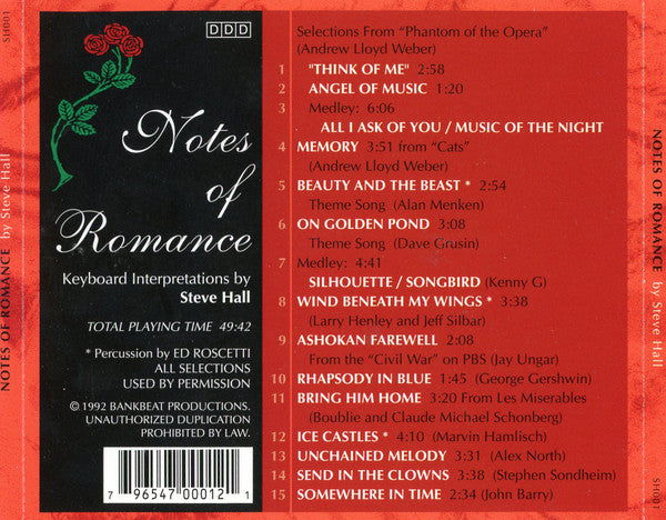 Steve Hall (20) : Notes of Romance (CD, Album)