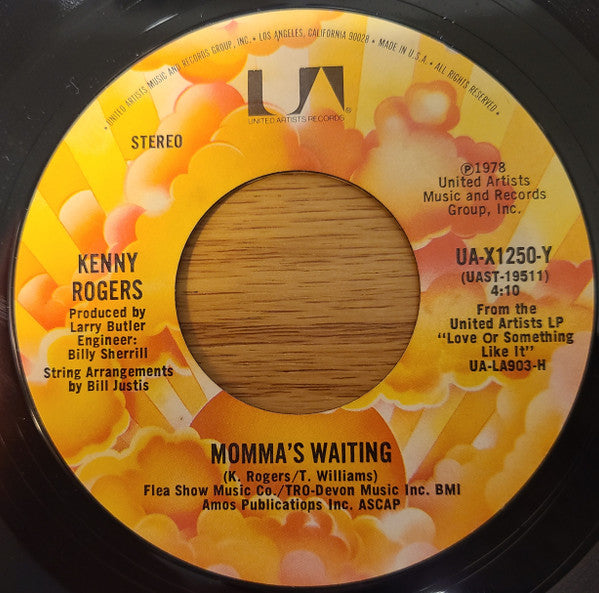 Kenny Rogers : The Gambler / Momma's Waiting (7", Single, Styrene, All)