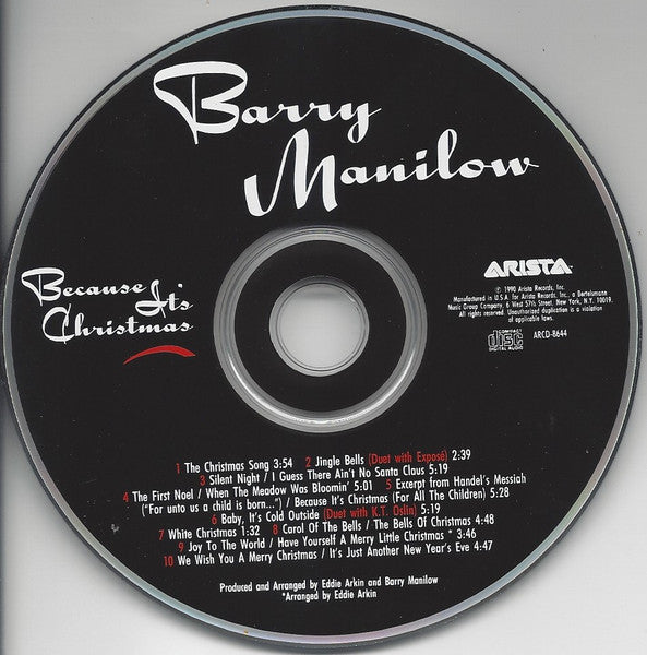 Barry Manilow : Because It's Christmas (CD, Album, Club, CRC)