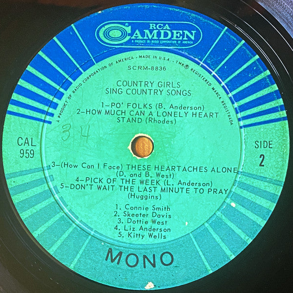 Various : Country Girls Sing Country Songs (LP, Comp, Mono)