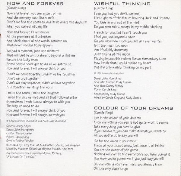 Carole King : Colour Of Your Dreams (CD, Album)