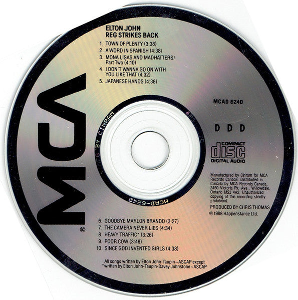 Elton John : Reg Strikes Back (CD, Album, RE)