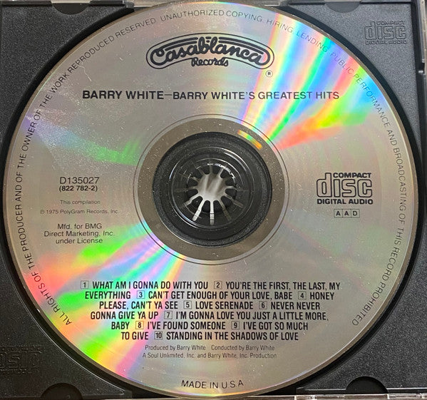 Barry White : Barry White's Greatest Hits (CD, Comp, Club)