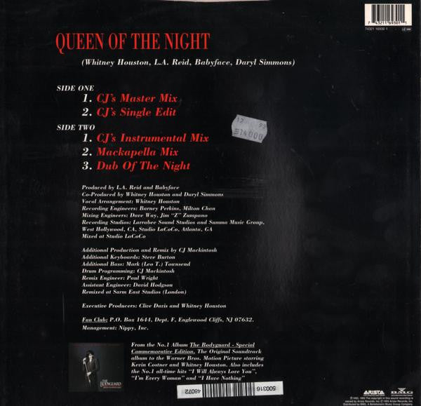 Whitney Houston : Queen Of The Night (12", Single)
