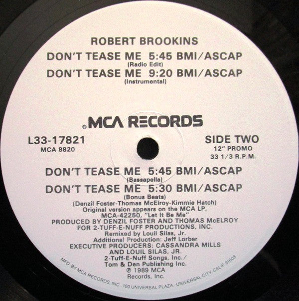 Robert Brookins : Don't Tease Me (12", Promo)