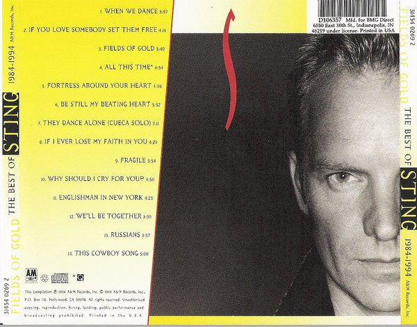 Sting : Fields Of Gold: The Best Of Sting 1984 - 1994 (CD, Comp, Club)
