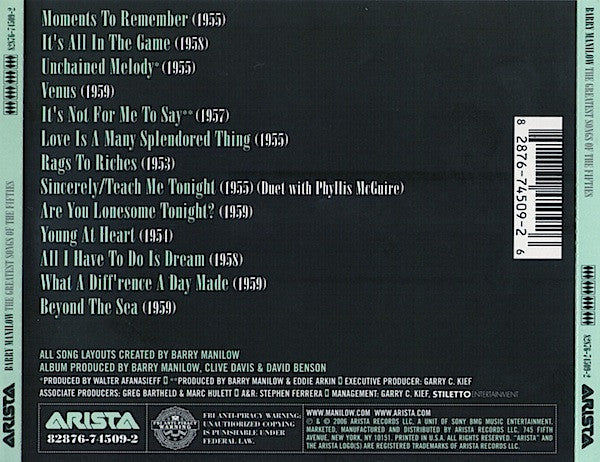 Barry Manilow : The Greatest Songs Of The Fifties (CD, Album)