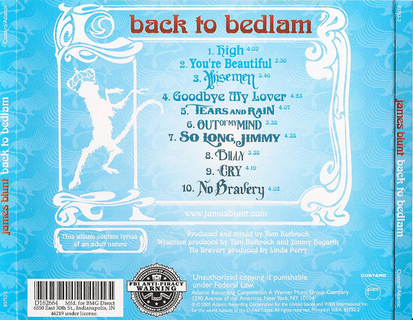 James Blunt : Back To Bedlam (CD, Album, Club)