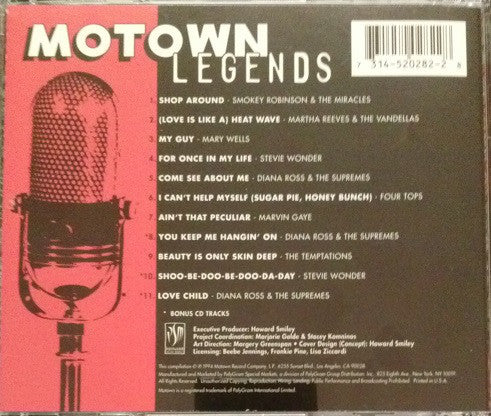 Various : Motown Legends Volume 1 (CD, Comp, RE, RM)