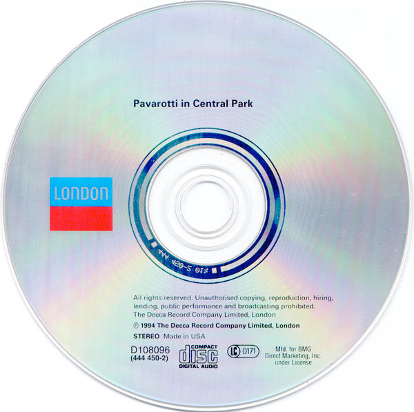 Luciano Pavarotti : Pavarotti In Central Park (CD, Club)