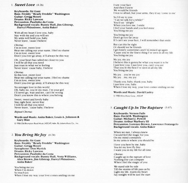 Anita Baker : Rapture (CD, Album, Club, RE)