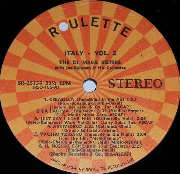 The Di Mara Sisters : Italy Volume 2 (LP, Album, RE)